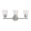 Bransel 3 Light Vanity Fixture Brushed Nickel Finish w/ Clear Seeded Glass