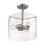 Bransel 3 Light Semi-Flush Fixture Brushed Nickel Finish w/ Clear Seeded Glass