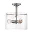 Bransel 3 Light Semi-Flush Fixture Brushed Nickel Finish w/ Clear Seeded Glass