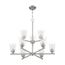 Bransel 9 Light Chandelier Fixture Brushed Nickel Finish w/ Clear Seeded Glass