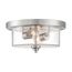 Bransel 2 Light Flush Mount Fixture Brushed Nickel Finish w/ Clear Seeded Glass