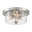 Bransel 2 Light Flush Mount Fixture Brushed Nickel Finish w/ Clear Seeded Glass
