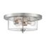 Bransel 3 Light Flush Mount Fixture Brushed Nickel Finish w/ Clear Seeded Glass