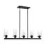 Sommerset 5 Light Island Pendant Fixture Matte Black Finish w/ Clear Glass