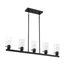 Sommerset 5 Light Island Pendant Fixture Matte Black Finish w/ Clear Glass
