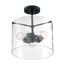 Sommerset 3 Light Semi-Flush Fixture Matte Black Finish w/ Clear Glass