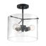 Sommerset 3 Light Semi-Flush Fixture Matte Black Finish w/ Clear Glass