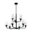 Sommerset 9 Light Chandelier Fixture Matte Black Finish w/ Clear Glass