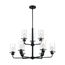 Sommerset 9 Light Chandelier Fixture Matte Black Finish w/ Clear Glass