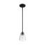Bransel 1 Light Mini Pendant Fixture Matte Black Finish w/ Clear Seeded Glass