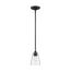 Bransel 1 Light Mini Pendant Fixture Matte Black Finish w/ Clear Seeded Glass