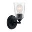 Bransel 1 Light Vanity Fixture Matte Black Finish w/ Clear Seeded Glass