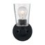 Bransel 1 Light Vanity Fixture Matte Black Finish w/ Clear Seeded Glass