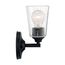 Bransel 1 Light Vanity Fixture Matte Black Finish w/ Clear Seeded Glass