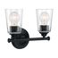 Bransel 2 Light Vanity Fixture Matte Black Finish w/ Clear Seeded Glass