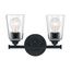 Bransel 2 Light Vanity Fixture Matte Black Finish w/ Clear Seeded Glass