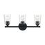 Bransel 3 Light Vanity Fixture Matte Black Finish w/ Clear Seeded Glass