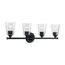 Bransel 4 Light Vanity Fixture Matte Black Finish w/ Clear Seeded Glass