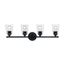 Bransel 4 Light Vanity Fixture Matte Black Finish w/ Clear Seeded Glass