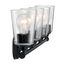 Bransel 4 Light Vanity Fixture Matte Black Finish w/ Clear Seeded Glass