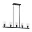 Bransel 5 Light Island Pendant Fixture Matte Black Finish w/ Clear Seeded Glass