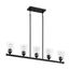 Bransel 5 Light Island Pendant Fixture Matte Black Finish w/ Clear Seeded Glass