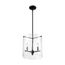 Bransel 3 Light Pendant Fixture Matte Black Finish w/ Clear Seeded Glass