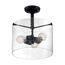 Bransel 3 Light Semi-Flush Fixture Matte Black Finish w/ Clear Seeded Glass