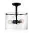 Bransel 3 Light Semi-Flush Fixture Matte Black Finish w/ Clear Seeded Glass