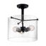 Bransel 3 Light Semi-Flush Fixture Matte Black Finish w/ Clear Seeded Glass