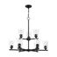 Bransel 9 Light Chandelier Fixture Matte Black Finish w/ Clear Seeded Glass
