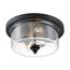 Bransel 2 Light Flush Mount Fixture Matte Black Finish w/ Clear Seeded Glass