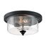 Bransel 2 Light Flush Mount Fixture Matte Black Finish w/ Clear Seeded Glass