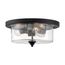 Bransel 3 Light Flush Mount Fixture Matte Black Finish w/ Clear Seeded Glass