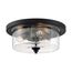 Bransel 3 Light Flush Mount Fixture Matte Black Finish w/ Clear Seeded Glass