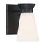 Caleta 1 Light Wall Sconce Fixture Black Finish w/ Frosted Cylindrical Glass