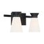Caleta 2 Light Vanity Fixture Black Finish w/ Frosted Cylindrical Glass