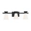 Caleta 3 Light Vanity Fixture Black Finish w/ Frosted Cylindrical Glass