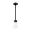 Caleta 1 Light Mini Pendant Fixture Black Finish w/ Frosted Cylindrical Glass