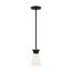 Caleta 1 Light Mini Pendant Fixture Black Finish w/ Frosted Cylindrical Glass