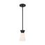 Caleta 1 Light Mini Pendant Fixture Black Finish w/ Frosted Cylindrical Glass