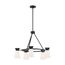 Caleta 5 Light Chandelier Fixture Black Finish w/ Frosted Cylindrical Glass