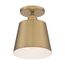 Motif 1 Light 7" Semi-Flush Brushed Brass w/ White Accent