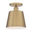 Motif 1 Light 7" Semi-Flush Brushed Brass w/ White Accent