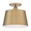 Motif 1 Light 10" Semi-Flush Brushed Brass w/ White Accent