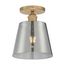Motif 1 Light 7" Semi-Flush Brushed Brass w/ Smoked Glass