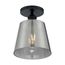 Motif 1 Light 7" Semi-Flush Black w/ Smoked Glass