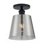Motif 1 Light 7" Semi-Flush Black w/ Smoked Glass