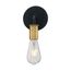 Ryder 1 Light Wall Sconce Fixture Black Finish w/ Brushed Brass Sockets