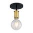 Ryder 1 Light Semi Flush Fixture Black Finish w/ Brushed Brass Sockets